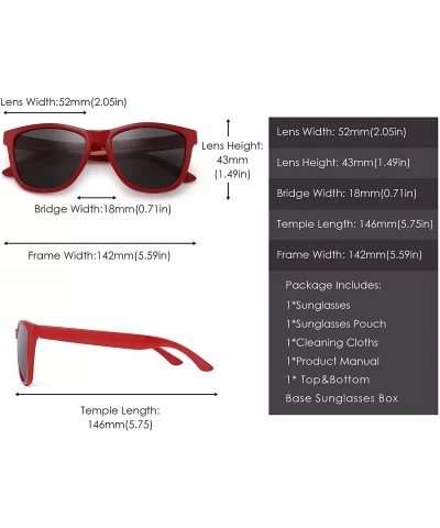 Retro Polarized Sunglasses for Women Men Vintage Square Mirror Glasses - Red Frame / Non-polarized Grey Lens - CU18WGA6NY0 $1...