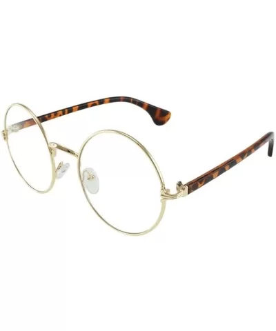 Jules - Retro Round Sunglasses with Microfiber Pouch - Gold / Clear Lens - CF187U96XWR $11.89 Goggle