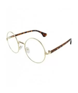 Jules - Retro Round Sunglasses with Microfiber Pouch - Gold / Clear Lens - CF187U96XWR $11.89 Goggle