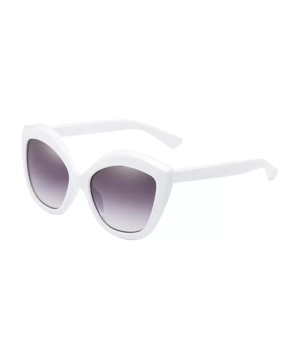 Cat Eye Sunglasses - Neutral Retro Full Frame UV400 Eyewear Sunglasses (E) - E - CG18E4STK3T $5.16 Cat Eye