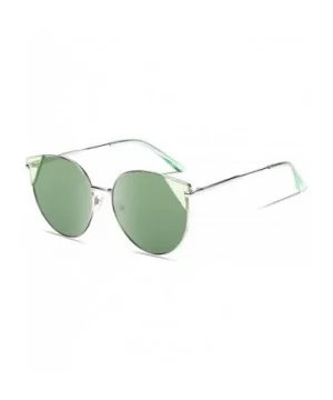 Vintage Retro Round Metal Polarized Sunglasses for Women 100% UV400 Protection W018 - Silver Green - CP196EAKHHE $21.56 Oval