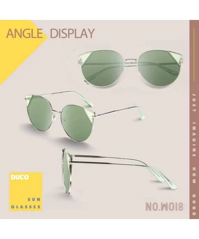 Vintage Retro Round Metal Polarized Sunglasses for Women 100% UV400 Protection W018 - Silver Green - CP196EAKHHE $21.56 Oval