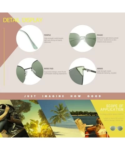 Vintage Retro Round Metal Polarized Sunglasses for Women 100% UV400 Protection W018 - Silver Green - CP196EAKHHE $21.56 Oval