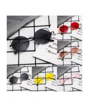 Cut Out Fashion Cat Eye Sunglasses for Women Metal Frame Small Circle Sun Glasses UV Blocking Shades - Yellow - CM18U83282D $...