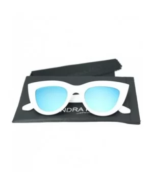 The Jane Retro 90's Cat Eye Sunglasses - White / Flash Blue - C718ELGMRW8 $11.04 Oversized