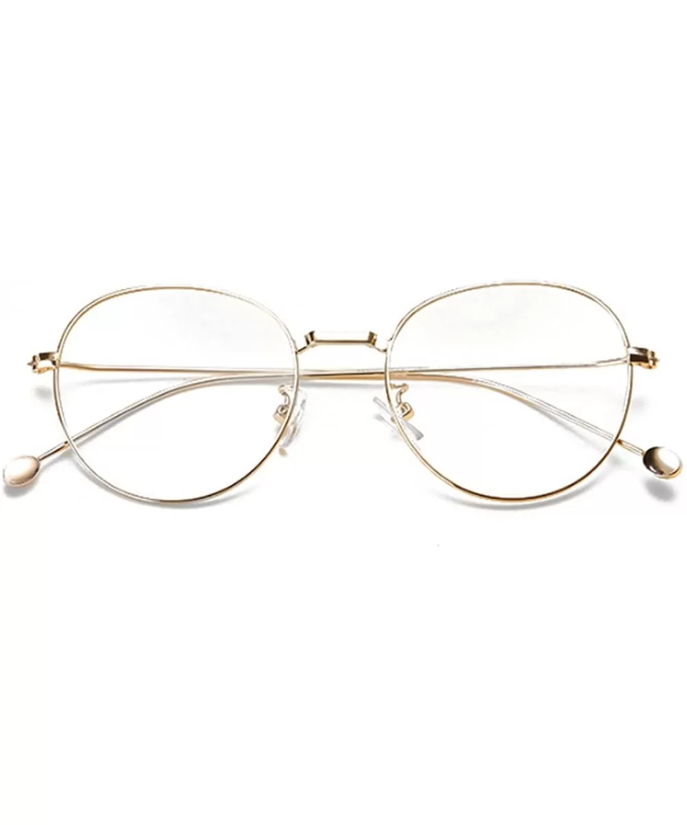 Man woman Nearsighted Glasses Retro Myopia Round Metal Glasses Frame - Golden - CR18G3RM3RT $23.18 Round