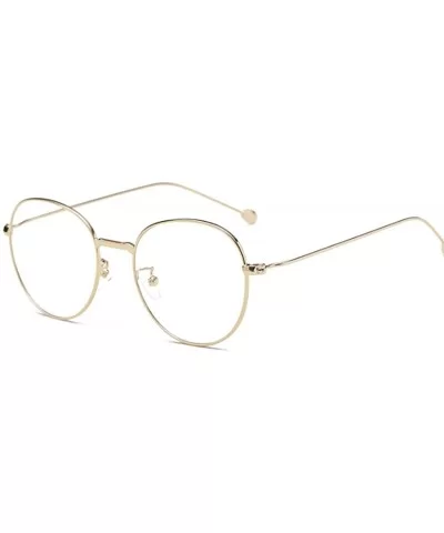 Man woman Nearsighted Glasses Retro Myopia Round Metal Glasses Frame - Golden - CR18G3RM3RT $23.18 Round