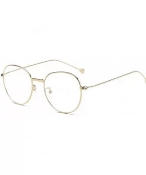 Man woman Nearsighted Glasses Retro Myopia Round Metal Glasses Frame - Golden - CR18G3RM3RT $23.18 Round