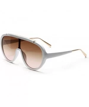 One Piece Sunglasses Oversized Hot Selling Mens Goggles Sun Glasses Female Summer Uv400 - White With Brown - CM1976K3MMH $6.8...