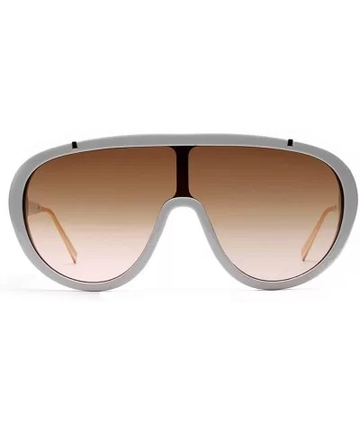 One Piece Sunglasses Oversized Hot Selling Mens Goggles Sun Glasses Female Summer Uv400 - White With Brown - CM1976K3MMH $6.8...