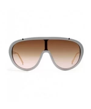 One Piece Sunglasses Oversized Hot Selling Mens Goggles Sun Glasses Female Summer Uv400 - White With Brown - CM1976K3MMH $6.8...