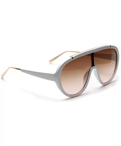 One Piece Sunglasses Oversized Hot Selling Mens Goggles Sun Glasses Female Summer Uv400 - White With Brown - CM1976K3MMH $6.8...