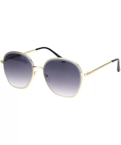 Womens Beveled Edge Round 90s Dad Metal Rim Sunglasses - Gold Gradient Black - CP18MD6HC4W $9.63 Rectangular