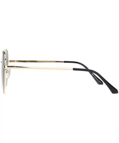 Womens Beveled Edge Round 90s Dad Metal Rim Sunglasses - Gold Gradient Black - CP18MD6HC4W $9.63 Rectangular