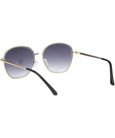 Womens Beveled Edge Round 90s Dad Metal Rim Sunglasses - Gold Gradient Black - CP18MD6HC4W $9.63 Rectangular