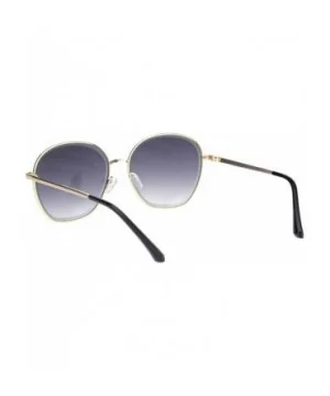 Womens Beveled Edge Round 90s Dad Metal Rim Sunglasses - Gold Gradient Black - CP18MD6HC4W $9.63 Rectangular