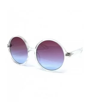 6802 Oversized Hippie Horn Rimmed Round Clear Frame UV400 Sunglasses - Clear - CB183GWMW20 $11.08 Oversized