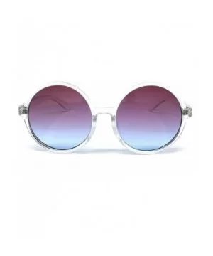 6802 Oversized Hippie Horn Rimmed Round Clear Frame UV400 Sunglasses - Clear - CB183GWMW20 $11.08 Oversized