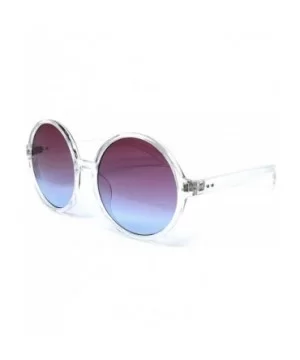 6802 Oversized Hippie Horn Rimmed Round Clear Frame UV400 Sunglasses - Clear - CB183GWMW20 $11.08 Oversized