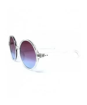 6802 Oversized Hippie Horn Rimmed Round Clear Frame UV400 Sunglasses - Clear - CB183GWMW20 $11.08 Oversized