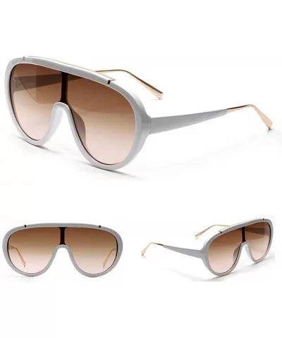 One Piece Sunglasses Oversized Hot Selling Mens Goggles Sun Glasses Female Summer Uv400 - White With Brown - CM1976K3MMH $6.8...