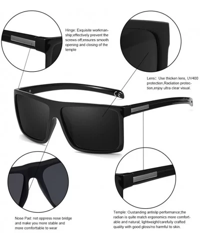 Men's Classic Style Square Polarized Sunglasses Plastic Lightweight Eyewear UV Protection For Driving - CQ186HGCYG5 $8.95 Sport