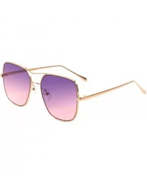 Square Metal Wire Frame Oversized Brow Bar Retro Aviator Sunglasses - Gold Metallic Frame - CU18WE0MNR9 $8.42 Aviator