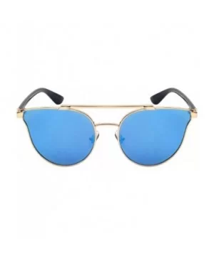 Double Bridge Fashion Sunnies w/Flat Lens 23064-FLREV - Gold - CP12LNKU5KR $7.37 Aviator