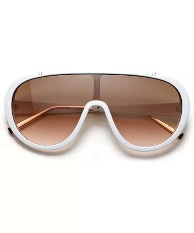 One Piece Sunglasses Oversized Hot Selling Mens Goggles Sun Glasses Female Summer Uv400 - White With Brown - CM1976K3MMH $6.8...