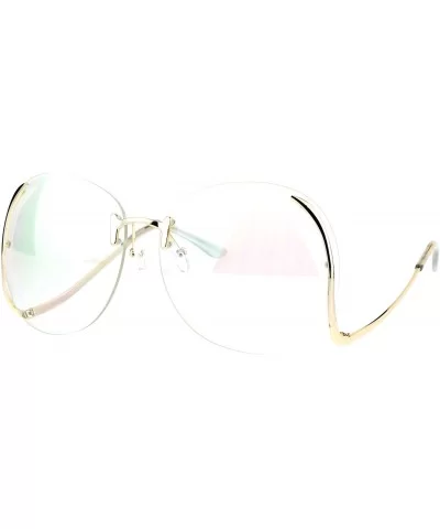 Womens Clear Lens Glasses Oversized Rimless Granny Low Temple Lightly Mirrored - Gold - CK185HIR3L7 $9.31 Oversized