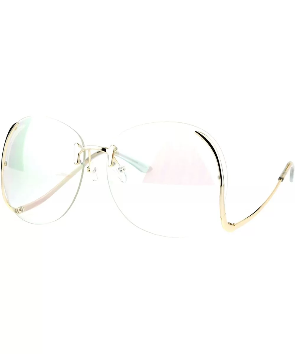 Womens Clear Lens Glasses Oversized Rimless Granny Low Temple Lightly Mirrored - Gold - CK185HIR3L7 $9.31 Oversized