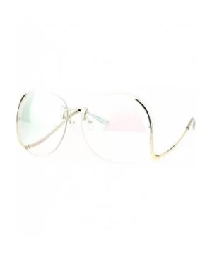 Womens Clear Lens Glasses Oversized Rimless Granny Low Temple Lightly Mirrored - Gold - CK185HIR3L7 $9.31 Oversized