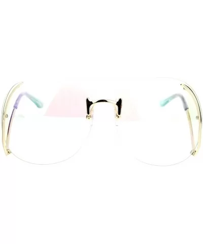 Womens Clear Lens Glasses Oversized Rimless Granny Low Temple Lightly Mirrored - Gold - CK185HIR3L7 $9.31 Oversized