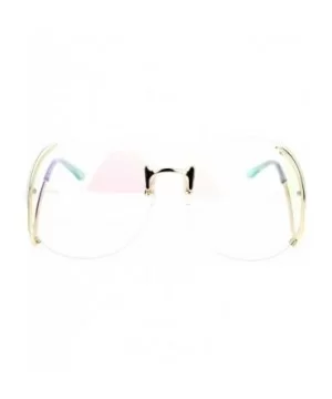 Womens Clear Lens Glasses Oversized Rimless Granny Low Temple Lightly Mirrored - Gold - CK185HIR3L7 $9.31 Oversized