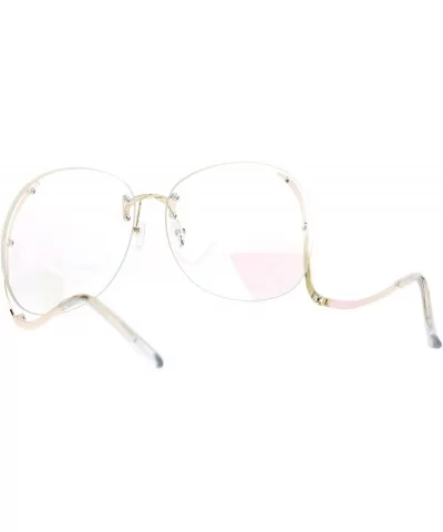 Womens Clear Lens Glasses Oversized Rimless Granny Low Temple Lightly Mirrored - Gold - CK185HIR3L7 $9.31 Oversized