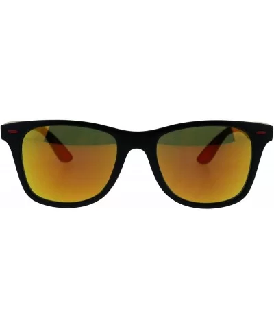 Retro Reflective Color Mirror Lens Black Horn Rim Hipster Sunglasses - Red Orange Mirror - CX18H4N9H7K $5.75 Rectangular