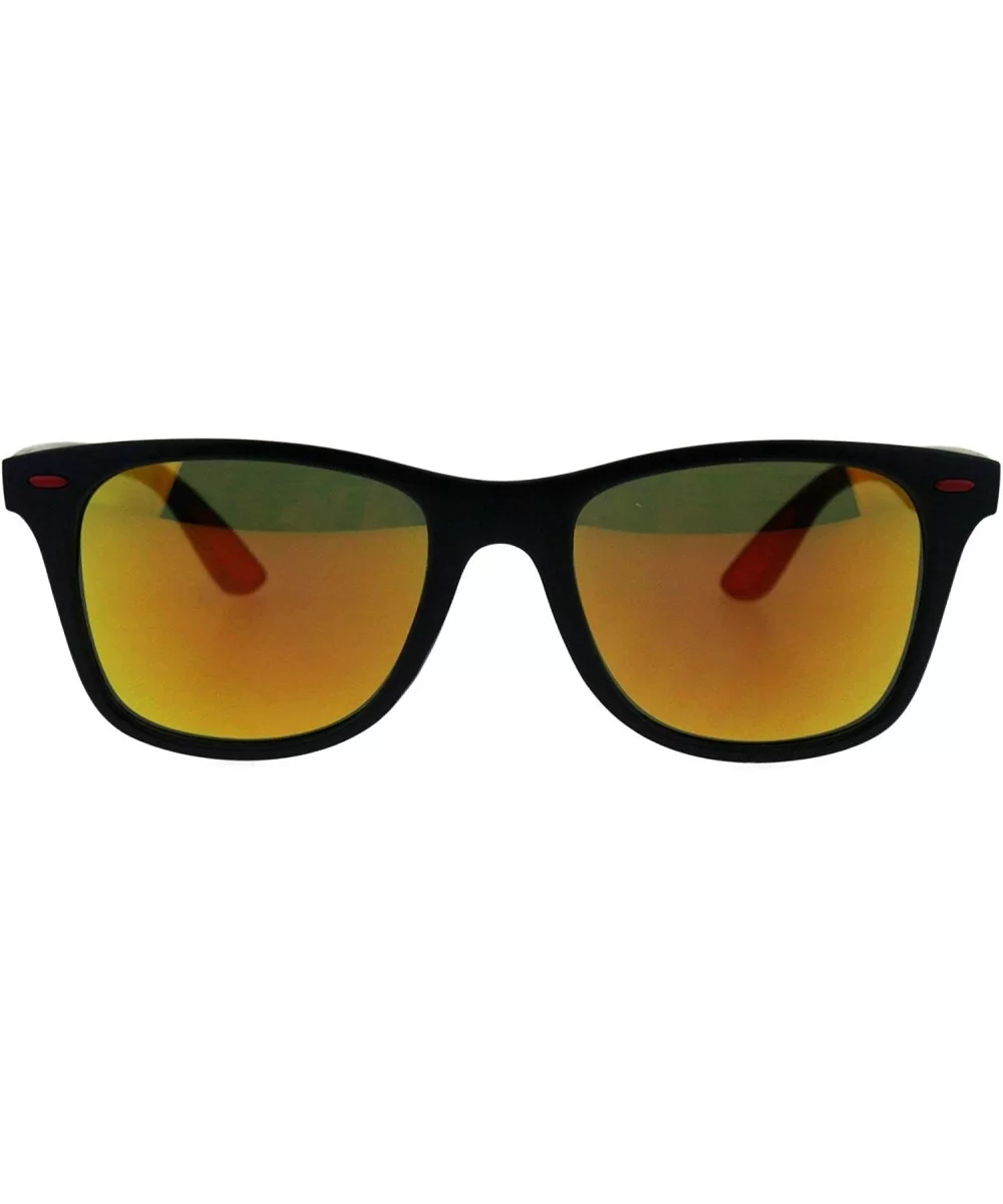 Retro Reflective Color Mirror Lens Black Horn Rim Hipster Sunglasses - Red Orange Mirror - CX18H4N9H7K $5.75 Rectangular