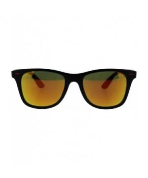 Retro Reflective Color Mirror Lens Black Horn Rim Hipster Sunglasses - Red Orange Mirror - CX18H4N9H7K $5.75 Rectangular