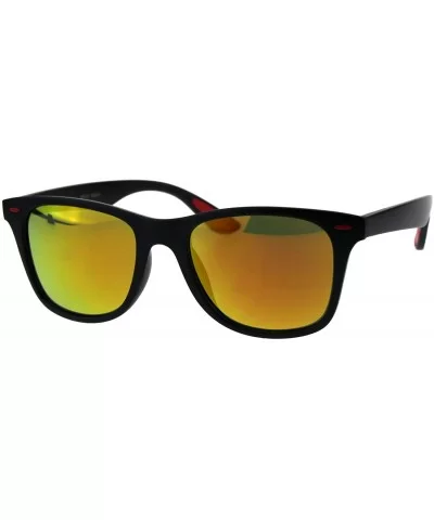 Retro Reflective Color Mirror Lens Black Horn Rim Hipster Sunglasses - Red Orange Mirror - CX18H4N9H7K $5.75 Rectangular