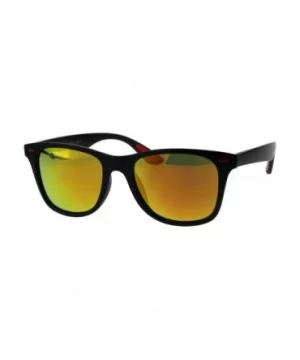 Retro Reflective Color Mirror Lens Black Horn Rim Hipster Sunglasses - Red Orange Mirror - CX18H4N9H7K $5.75 Rectangular