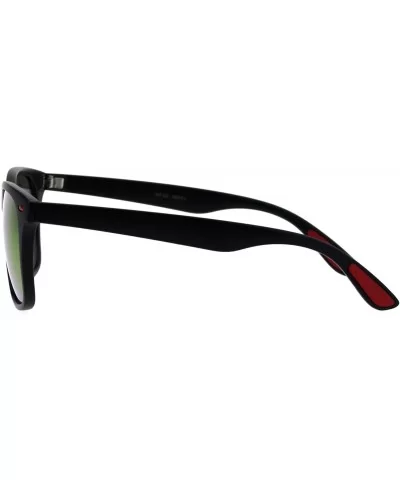 Retro Reflective Color Mirror Lens Black Horn Rim Hipster Sunglasses - Red Orange Mirror - CX18H4N9H7K $5.75 Rectangular