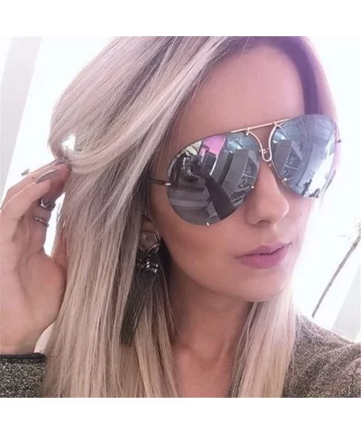 Mirrored Oversized Sunglasses Reflective - A - CY18DQOHZE3 $6.35 Aviator