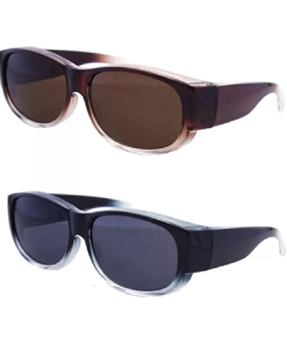 Colorful Two Tone Ombre Fit Over Sunglasses - Wear Over Eyeglasses - 1 Black / 1 Brown - CR12N27HHT3 $15.47 Square