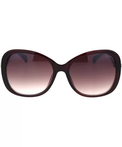 Womens Jaguar Jewel Hinge Diva Plastic Butterfly Sunglasses - All Burgundy - CJ18R6LWKXY $6.83 Oversized