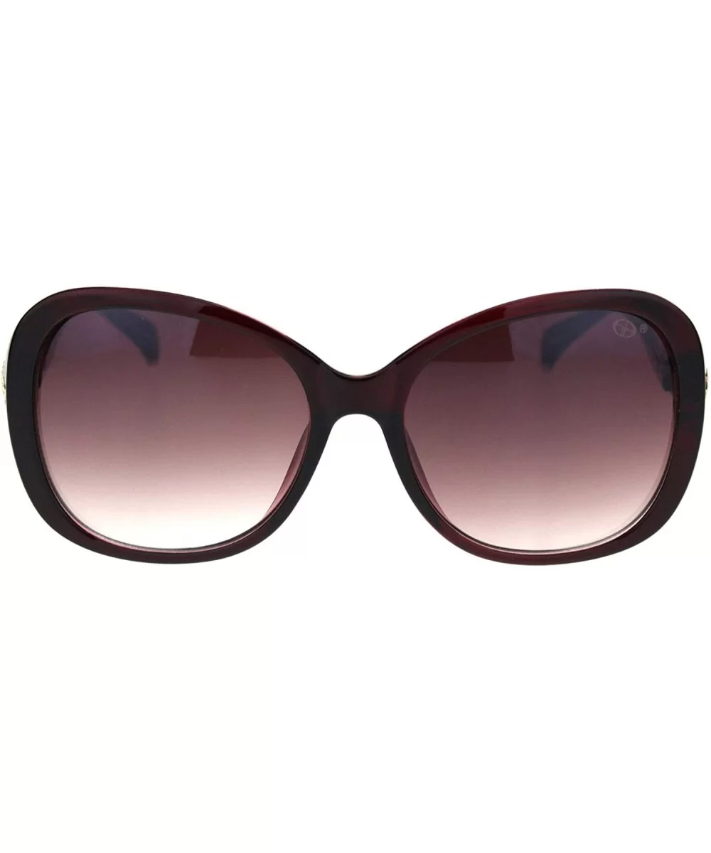 Womens Jaguar Jewel Hinge Diva Plastic Butterfly Sunglasses - All Burgundy - CJ18R6LWKXY $6.83 Oversized