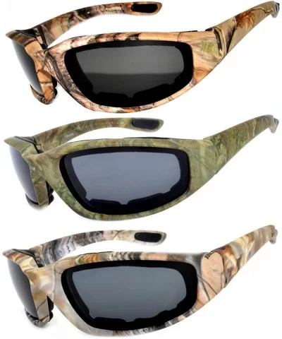 Set of 3 Pairs Motorcycle Padded Foam Glasses Smoke Yellow or Clear Lens - Camo_polarized_lens - CZ182XYEE6Q $27.61 Goggle