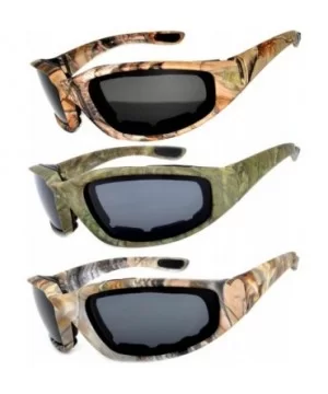 Set of 3 Pairs Motorcycle Padded Foam Glasses Smoke Yellow or Clear Lens - Camo_polarized_lens - CZ182XYEE6Q $27.61 Goggle