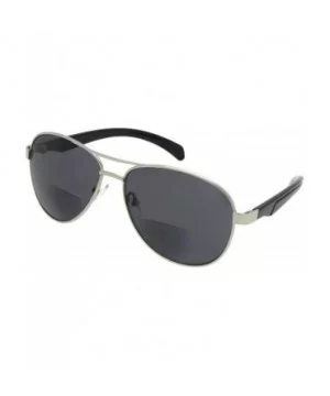 Aviator Bifocal Sunglasses B117 - Silver Frame Gray Lenses - CO18G2EIGXC $14.62 Aviator