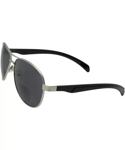 Aviator Bifocal Sunglasses B117 - Silver Frame Gray Lenses - CO18G2EIGXC $14.62 Aviator