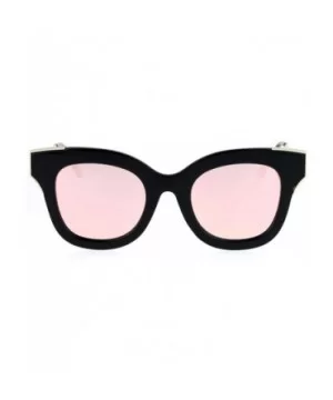 Color Mirrored Horned Rim Flat Lens Cat Eye Womens Retro Sunglasses - Black Pink - CP12N7DVOQO $10.26 Cat Eye